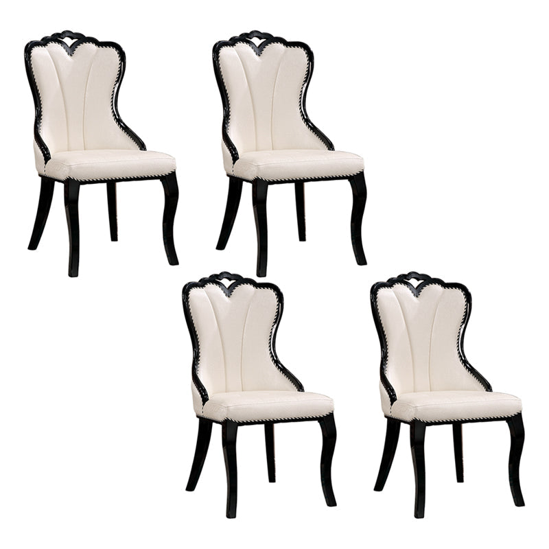 Scandinavian Style Upholstered Armless Side Chair Solid Back Dining Chairs for Home Use White 4 Piece Set Clearhalo ' kitchen&dining_furn' 'Dining Chairs' 'Dining Tables & Seating' 'dining_chair' 'furn' 'furn_dining_chair' 'Furniture' 'furniture_dining_chair' 'Kitchen & Dining Furniture' 'kitchen' 3702358