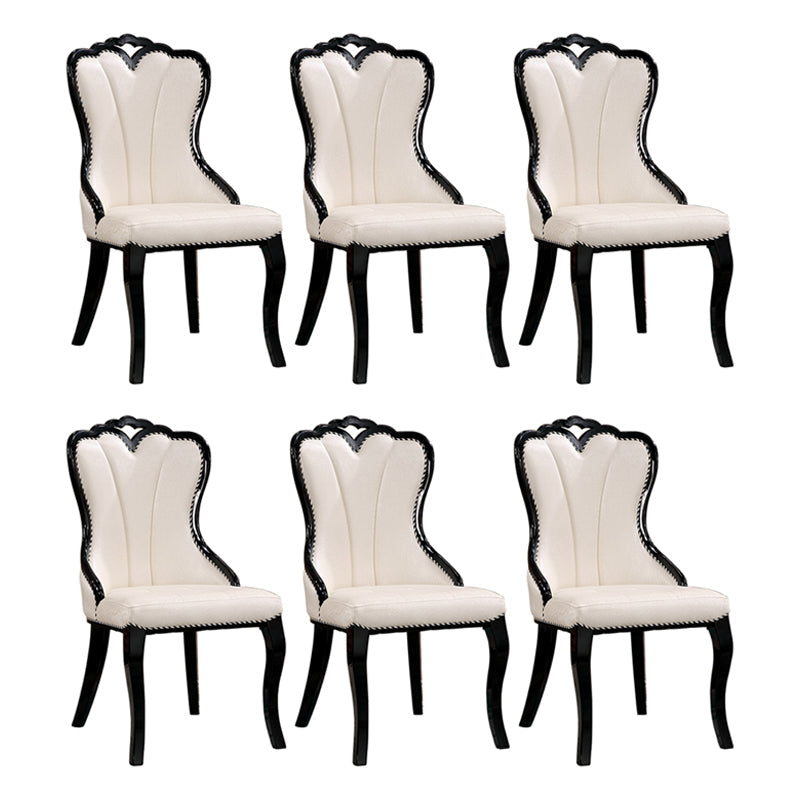 Scandinavian Style Upholstered Armless Side Chair Solid Back Dining Chairs for Home Use White 6 Piece Set Clearhalo ' kitchen&dining_furn' 'Dining Chairs' 'Dining Tables & Seating' 'dining_chair' 'furn' 'furn_dining_chair' 'Furniture' 'furniture_dining_chair' 'Kitchen & Dining Furniture' 'kitchen' 3702360