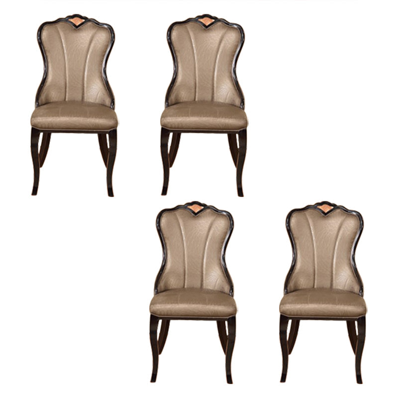 Scandinavian Style Upholstered Armless Side Chair Solid Back Dining Chairs for Home Use Champagne 4 Piece Set Clearhalo ' kitchen&dining_furn' 'Dining Chairs' 'Dining Tables & Seating' 'dining_chair' 'furn' 'furn_dining_chair' 'Furniture' 'furniture_dining_chair' 'Kitchen & Dining Furniture' 'kitchen' 3702364