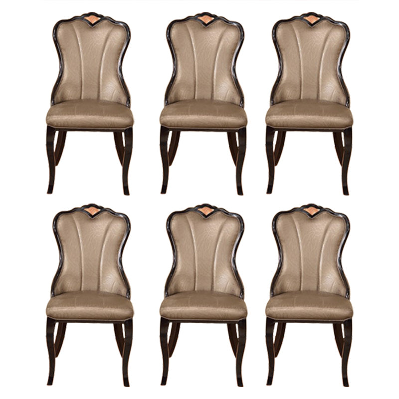 Scandinavian Style Upholstered Armless Side Chair Solid Back Dining Chairs for Home Use Champagne 6 Piece Set Clearhalo ' kitchen&dining_furn' 'Dining Chairs' 'Dining Tables & Seating' 'dining_chair' 'furn' 'furn_dining_chair' 'Furniture' 'furniture_dining_chair' 'Kitchen & Dining Furniture' 'kitchen' 3702366