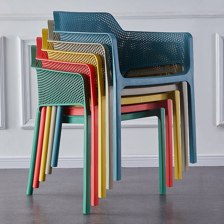 Scandinavian Plastic Dining Armchair Indoor Stackable Arm Chairs for Kitchen Clearhalo ' kitchen&dining_furn' 'Dining Chairs' 'Dining Tables & Seating' 'dining_chair' 'furn' 'furn_dining_chair' 'Furniture' 'furniture_dining_chair' 'Kitchen & Dining Furniture' 'kitchen' 3702396