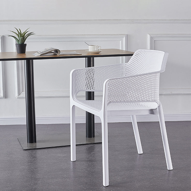 Scandinavian Plastic Dining Armchair Indoor Stackable Arm Chairs for Kitchen Clearhalo ' kitchen&dining_furn' 'Dining Chairs' 'Dining Tables & Seating' 'dining_chair' 'furn' 'furn_dining_chair' 'Furniture' 'furniture_dining_chair' 'Kitchen & Dining Furniture' 'kitchen' 3702405