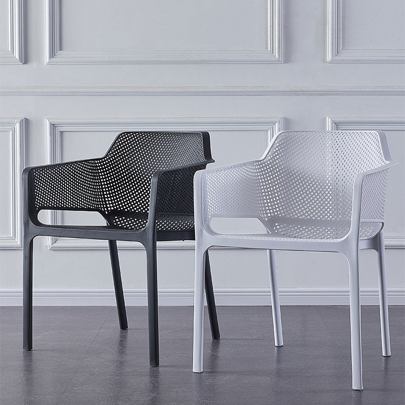 Scandinavian Plastic Dining Armchair Indoor Stackable Arm Chairs for Kitchen Clearhalo ' kitchen&dining_furn' 'Dining Chairs' 'Dining Tables & Seating' 'dining_chair' 'furn' 'furn_dining_chair' 'Furniture' 'furniture_dining_chair' 'Kitchen & Dining Furniture' 'kitchen' 3702411