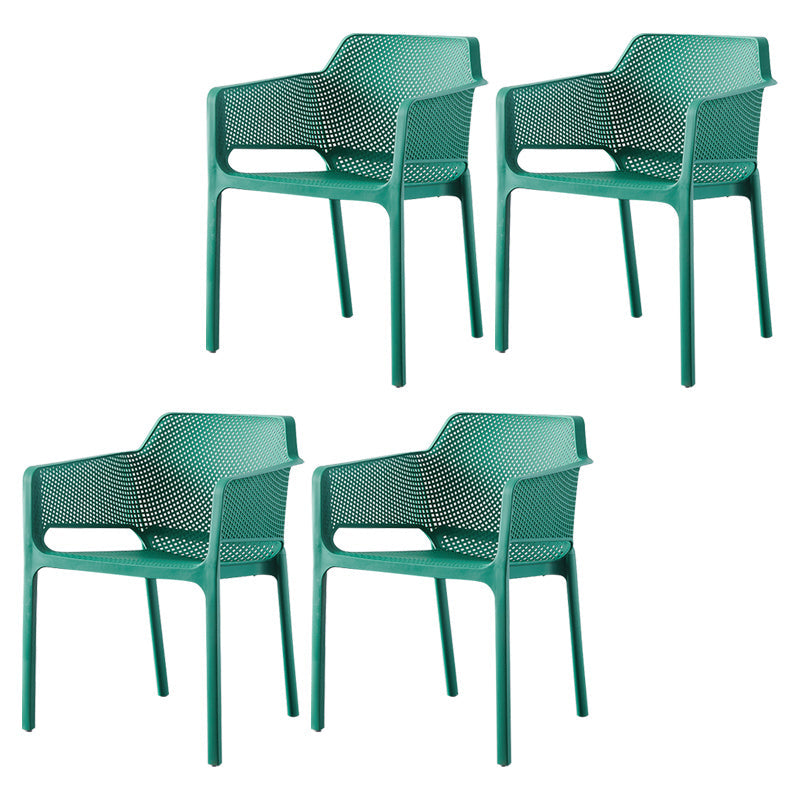 Scandinavian Plastic Dining Armchair Indoor Stackable Arm Chairs for Kitchen Blackish Green 4 Piece Set Clearhalo ' kitchen&dining_furn' 'Dining Chairs' 'Dining Tables & Seating' 'dining_chair' 'furn' 'furn_dining_chair' 'Furniture' 'furniture_dining_chair' 'Kitchen & Dining Furniture' 'kitchen' 3702417