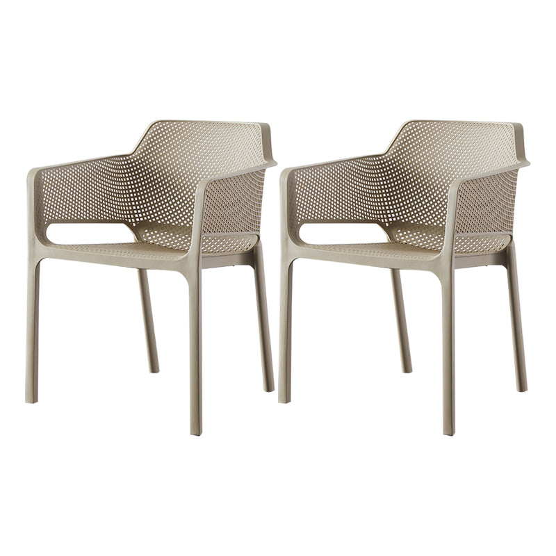 Scandinavian Plastic Dining Armchair Indoor Stackable Arm Chairs for Kitchen Camel 2 Piece Set Clearhalo ' kitchen&dining_furn' 'Dining Chairs' 'Dining Tables & Seating' 'dining_chair' 'furn' 'furn_dining_chair' 'Furniture' 'furniture_dining_chair' 'Kitchen & Dining Furniture' 'kitchen' 3702419