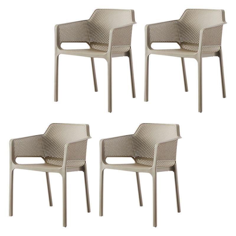 Scandinavian Plastic Dining Armchair Indoor Stackable Arm Chairs for Kitchen Camel 4 Piece Set Clearhalo ' kitchen&dining_furn' 'Dining Chairs' 'Dining Tables & Seating' 'dining_chair' 'furn' 'furn_dining_chair' 'Furniture' 'furniture_dining_chair' 'Kitchen & Dining Furniture' 'kitchen' 3702420