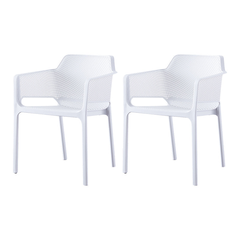 Scandinavian Plastic Dining Armchair Indoor Stackable Arm Chairs for Kitchen White 2 Piece Set Clearhalo ' kitchen&dining_furn' 'Dining Chairs' 'Dining Tables & Seating' 'dining_chair' 'furn' 'furn_dining_chair' 'Furniture' 'furniture_dining_chair' 'Kitchen & Dining Furniture' 'kitchen' 3702422