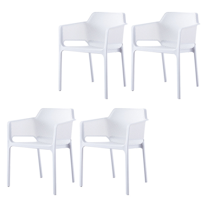 Scandinavian Plastic Dining Armchair Indoor Stackable Arm Chairs for Kitchen White 4 Piece Set Clearhalo ' kitchen&dining_furn' 'Dining Chairs' 'Dining Tables & Seating' 'dining_chair' 'furn' 'furn_dining_chair' 'Furniture' 'furniture_dining_chair' 'Kitchen & Dining Furniture' 'kitchen' 3702423