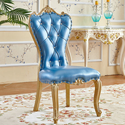 Victorian Style Dining Chair Parsons Dining Armless Chair for Home Use Peacock Blue 1 Piece Clearhalo ' kitchen&dining_furn' 'Dining Chairs' 'Dining Tables & Seating' 'dining_chair' 'furn' 'furn_dining_chair' 'Furniture' 'furniture_dining_chair' 'Kitchen & Dining Furniture' 'kitchen' 3702426
