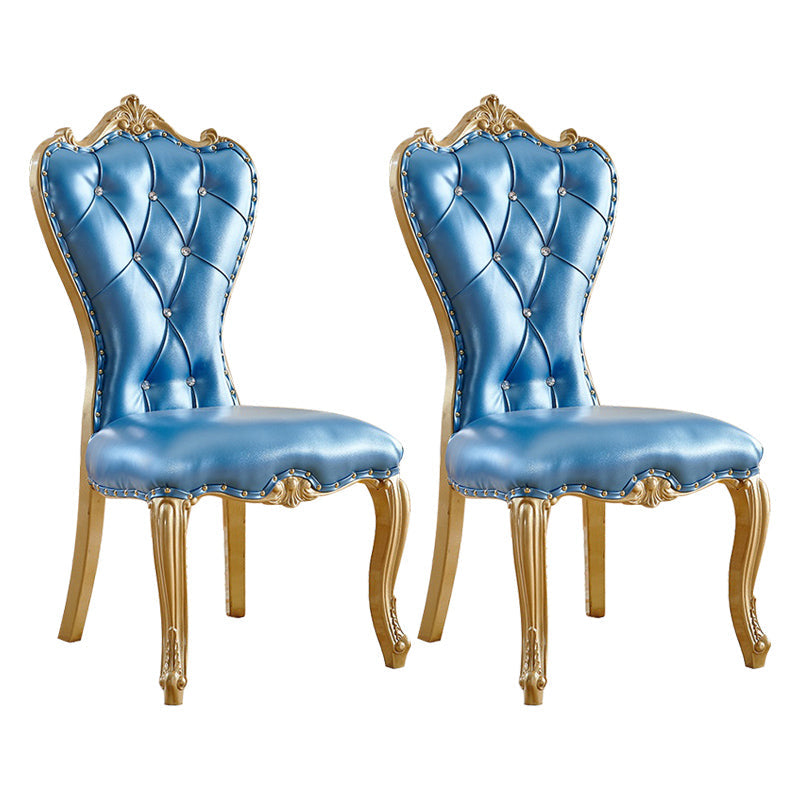 Victorian Style Dining Chair Parsons Dining Armless Chair for Home Use Peacock Blue 2 Piece Set Clearhalo ' kitchen&dining_furn' 'Dining Chairs' 'Dining Tables & Seating' 'dining_chair' 'furn' 'furn_dining_chair' 'Furniture' 'furniture_dining_chair' 'Kitchen & Dining Furniture' 'kitchen' 3702428