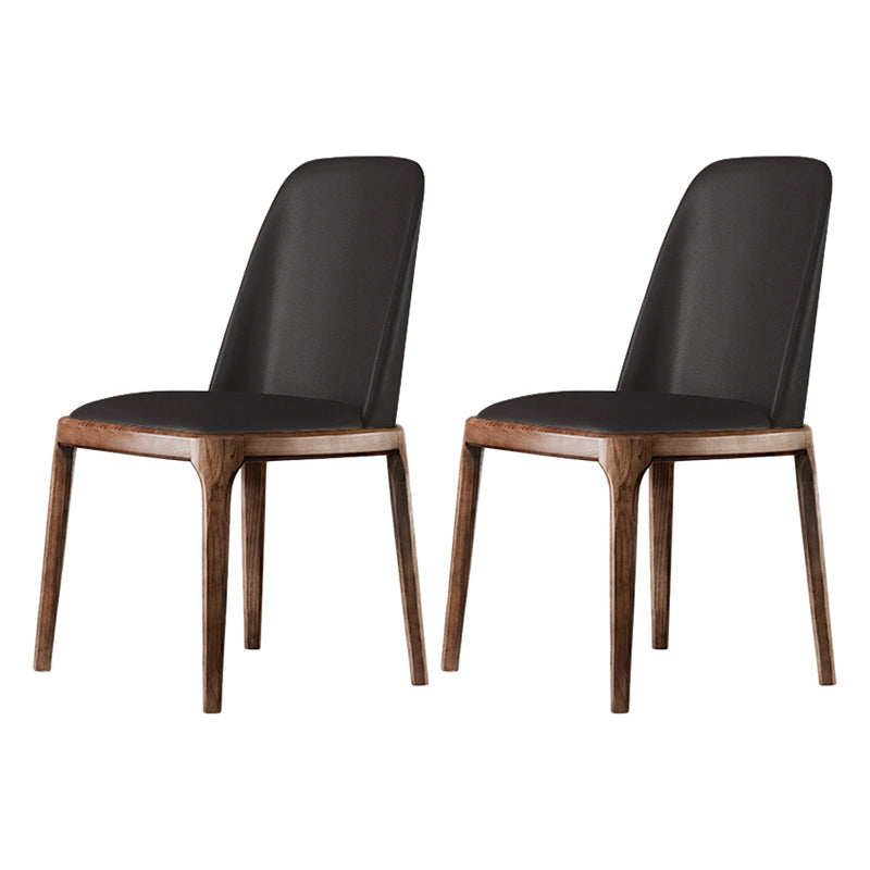Scandinavian Style Wood Dining Chairs Dining Room Armless Solid Back Chair Black 2 Piece Set Walnut Clearhalo ' kitchen&dining_furn' 'Dining Chairs' 'Dining Tables & Seating' 'dining_chair' 'furn' 'furn_dining_chair' 'Furniture' 'furniture_dining_chair' 'Kitchen & Dining Furniture' 'kitchen' 3702440