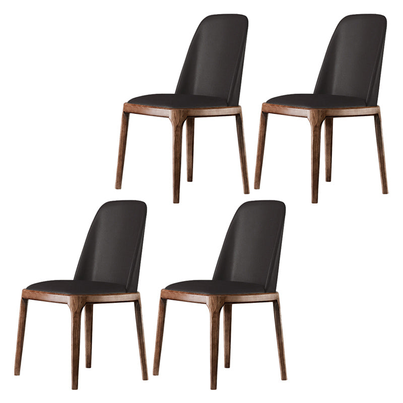 Scandinavian Style Wood Dining Chairs Dining Room Armless Solid Back Chair Black 4 Piece Set Walnut Clearhalo ' kitchen&dining_furn' 'Dining Chairs' 'Dining Tables & Seating' 'dining_chair' 'furn' 'furn_dining_chair' 'Furniture' 'furniture_dining_chair' 'Kitchen & Dining Furniture' 'kitchen' 3702442