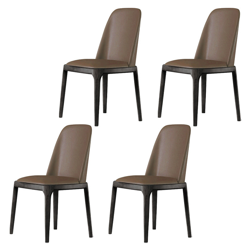 Scandinavian Style Wood Dining Chairs Dining Room Armless Solid Back Chair Coffee 4 Piece Set Black Clearhalo ' kitchen&dining_furn' 'Dining Chairs' 'Dining Tables & Seating' 'dining_chair' 'furn' 'furn_dining_chair' 'Furniture' 'furniture_dining_chair' 'Kitchen & Dining Furniture' 'kitchen' 3702453