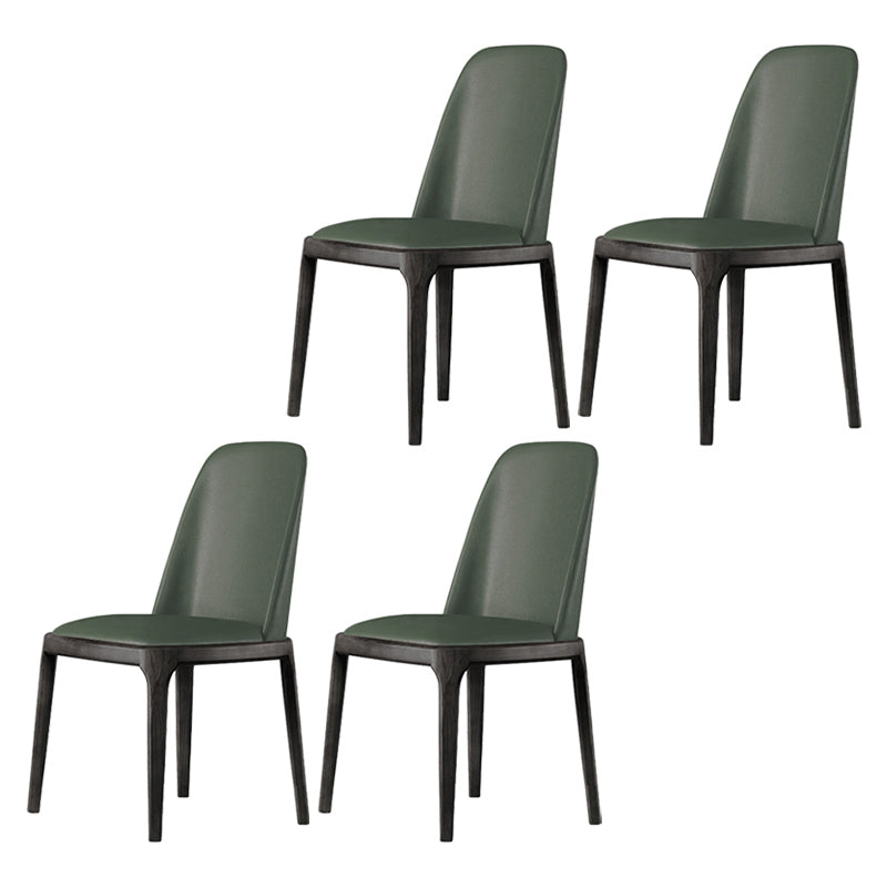 Scandinavian Style Wood Dining Chairs Dining Room Armless Solid Back Chair Blackish Green 4 Piece Set Black Clearhalo ' kitchen&dining_furn' 'Dining Chairs' 'Dining Tables & Seating' 'dining_chair' 'furn' 'furn_dining_chair' 'Furniture' 'furniture_dining_chair' 'Kitchen & Dining Furniture' 'kitchen' 3702459