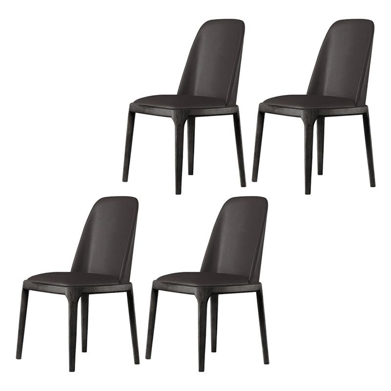 Scandinavian Style Wood Dining Chairs Dining Room Armless Solid Back Chair Black 4 Piece Set Black Clearhalo ' kitchen&dining_furn' 'Dining Chairs' 'Dining Tables & Seating' 'dining_chair' 'furn' 'furn_dining_chair' 'Furniture' 'furniture_dining_chair' 'Kitchen & Dining Furniture' 'kitchen' 3702465