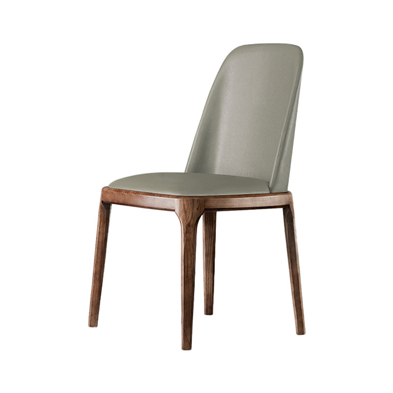 Scandinavian Style Wood Dining Chairs Dining Room Armless Solid Back Chair Gray-Blue 1 Piece Walnut Clearhalo ' kitchen&dining_furn' 'Dining Chairs' 'Dining Tables & Seating' 'dining_chair' 'furn' 'furn_dining_chair' 'Furniture' 'furniture_dining_chair' 'Kitchen & Dining Furniture' 'kitchen' 3702466