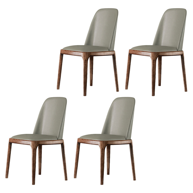 Scandinavian Style Wood Dining Chairs Dining Room Armless Solid Back Chair Gray-Blue 4 Piece Set Walnut Clearhalo ' kitchen&dining_furn' 'Dining Chairs' 'Dining Tables & Seating' 'dining_chair' 'furn' 'furn_dining_chair' 'Furniture' 'furniture_dining_chair' 'Kitchen & Dining Furniture' 'kitchen' 3702468