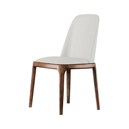 Scandinavian Style Wood Dining Chairs Dining Room Armless Solid Back Chair White 1 Piece Walnut Clearhalo ' kitchen&dining_furn' 'Dining Chairs' 'Dining Tables & Seating' 'dining_chair' 'furn' 'furn_dining_chair' 'Furniture' 'furniture_dining_chair' 'Kitchen & Dining Furniture' 'kitchen' 3702469