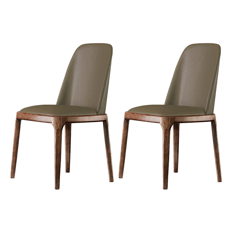 Scandinavian Style Wood Dining Chairs Dining Room Armless Solid Back Chair Khaki 2 Piece Set Walnut Clearhalo ' kitchen&dining_furn' 'Dining Chairs' 'Dining Tables & Seating' 'dining_chair' 'furn' 'furn_dining_chair' 'Furniture' 'furniture_dining_chair' 'Kitchen & Dining Furniture' 'kitchen' 3702473