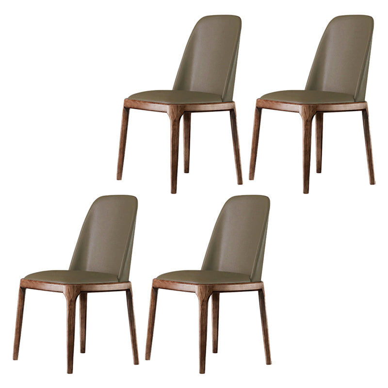 Scandinavian Style Wood Dining Chairs Dining Room Armless Solid Back Chair Khaki 4 Piece Set Walnut Clearhalo ' kitchen&dining_furn' 'Dining Chairs' 'Dining Tables & Seating' 'dining_chair' 'furn' 'furn_dining_chair' 'Furniture' 'furniture_dining_chair' 'Kitchen & Dining Furniture' 'kitchen' 3702474