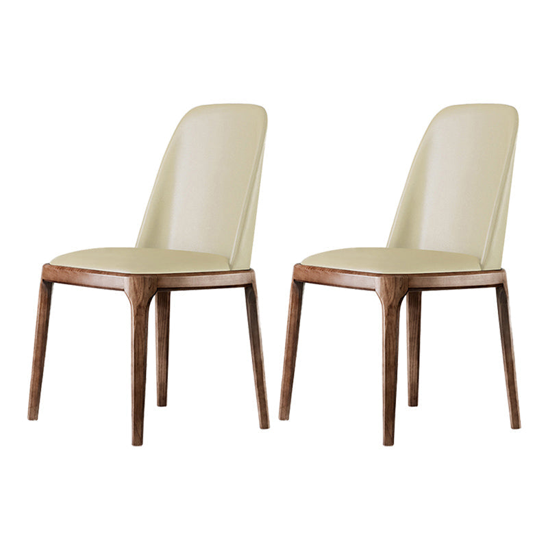 Scandinavian Style Wood Dining Chairs Dining Room Armless Solid Back Chair Beige 2 Piece Set Walnut Clearhalo ' kitchen&dining_furn' 'Dining Chairs' 'Dining Tables & Seating' 'dining_chair' 'furn' 'furn_dining_chair' 'Furniture' 'furniture_dining_chair' 'Kitchen & Dining Furniture' 'kitchen' 3702476
