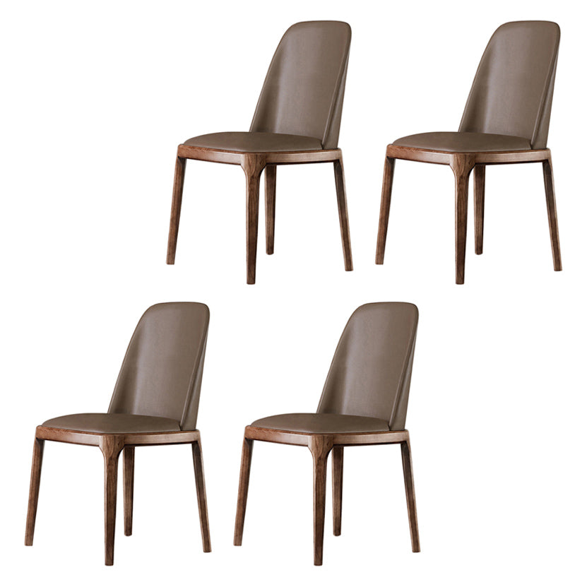 Scandinavian Style Wood Dining Chairs Dining Room Armless Solid Back Chair Coffee 4 Piece Set Walnut Clearhalo ' kitchen&dining_furn' 'Dining Chairs' 'Dining Tables & Seating' 'dining_chair' 'furn' 'furn_dining_chair' 'Furniture' 'furniture_dining_chair' 'Kitchen & Dining Furniture' 'kitchen' 3702479