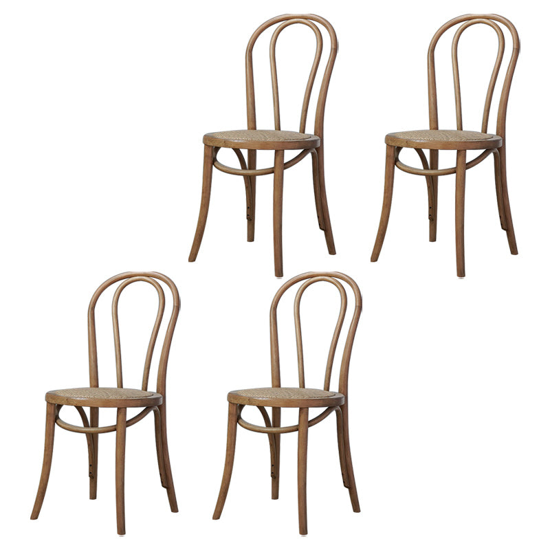 Bentwood Armless Side Dining Chairs Country Style Wood Dining Room Chair Dark Wood Brown 4 Piece Set Clearhalo ' kitchen&dining_furn' 'Dining Chairs' 'Dining Tables & Seating' 'dining_chair' 'furn' 'furn_dining_chair' 'Furniture' 'furniture_dining_chair' 'Kitchen & Dining Furniture' 'kitchen' 3702484