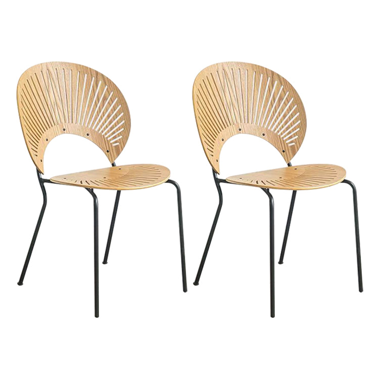 Scandinavian Style Open Back Dining Side Chair with Metal Legs Armless Side Chairs for Home Beige 2 Piece Set Black Clearhalo ' kitchen&dining_furn' 'Dining Chairs' 'Dining Tables & Seating' 'dining_chair' 'furn' 'furn_dining_chair' 'Furniture' 'furniture_dining_chair' 'Kitchen & Dining Furniture' 'kitchen' 3702533