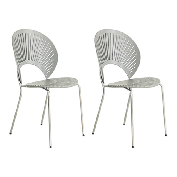Scandinavian Style Open Back Dining Side Chair with Metal Legs Armless Side Chairs for Home Grey 2 Piece Set Silver Clearhalo ' kitchen&dining_furn' 'Dining Chairs' 'Dining Tables & Seating' 'dining_chair' 'furn' 'furn_dining_chair' 'Furniture' 'furniture_dining_chair' 'Kitchen & Dining Furniture' 'kitchen' 3702539