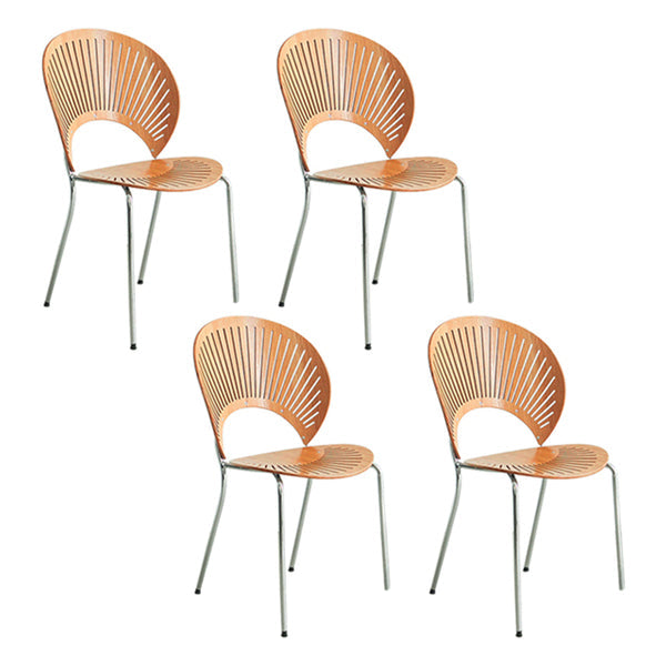 Scandinavian Style Open Back Dining Side Chair with Metal Legs Armless Side Chairs for Home Wood 4 Piece Set Silver Clearhalo ' kitchen&dining_furn' 'Dining Chairs' 'Dining Tables & Seating' 'dining_chair' 'furn' 'furn_dining_chair' 'Furniture' 'furniture_dining_chair' 'Kitchen & Dining Furniture' 'kitchen' 3702547