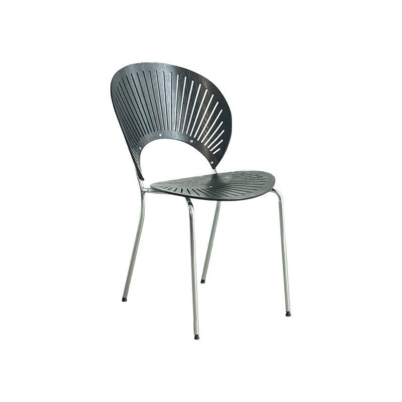 Scandinavian Style Open Back Dining Side Chair with Metal Legs Armless Side Chairs for Home Black 1 Piece Silver Clearhalo ' kitchen&dining_furn' 'Dining Chairs' 'Dining Tables & Seating' 'dining_chair' 'furn' 'furn_dining_chair' 'Furniture' 'furniture_dining_chair' 'Kitchen & Dining Furniture' 'kitchen' 3702549