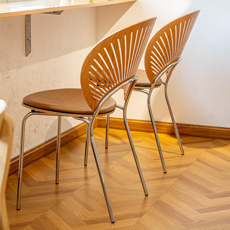 Scandinavian Style Open Back Dining Side Chair with Metal Legs Armless Side Chairs for Home Clearhalo ' kitchen&dining_furn' 'Dining Chairs' 'Dining Tables & Seating' 'dining_chair' 'furn' 'furn_dining_chair' 'Furniture' 'furniture_dining_chair' 'Kitchen & Dining Furniture' 'kitchen' 3702550