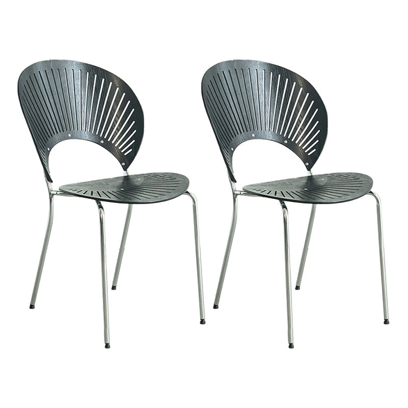 Scandinavian Style Open Back Dining Side Chair with Metal Legs Armless Side Chairs for Home Black 2 Piece Set Silver Clearhalo ' kitchen&dining_furn' 'Dining Chairs' 'Dining Tables & Seating' 'dining_chair' 'furn' 'furn_dining_chair' 'Furniture' 'furniture_dining_chair' 'Kitchen & Dining Furniture' 'kitchen' 3702551