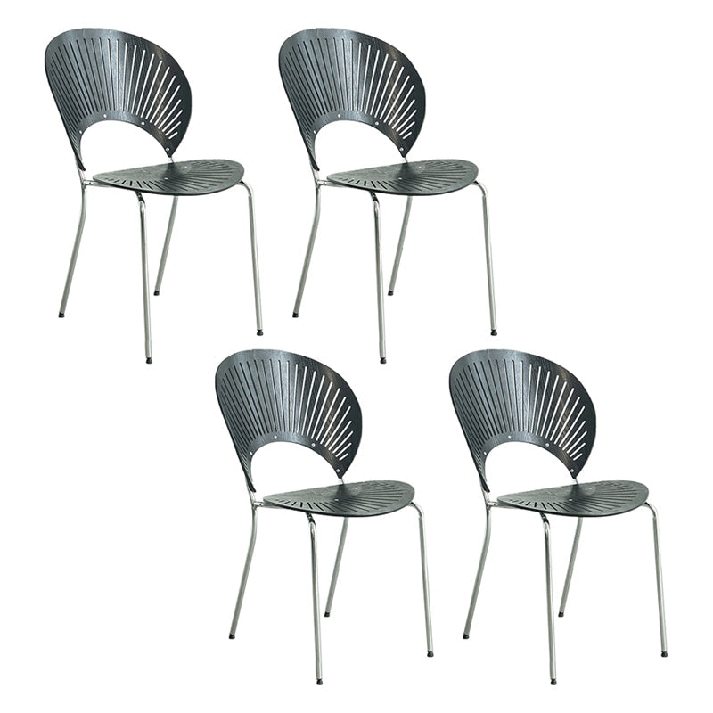 Scandinavian Style Open Back Dining Side Chair with Metal Legs Armless Side Chairs for Home Black 4 Piece Set Silver Clearhalo ' kitchen&dining_furn' 'Dining Chairs' 'Dining Tables & Seating' 'dining_chair' 'furn' 'furn_dining_chair' 'Furniture' 'furniture_dining_chair' 'Kitchen & Dining Furniture' 'kitchen' 3702552