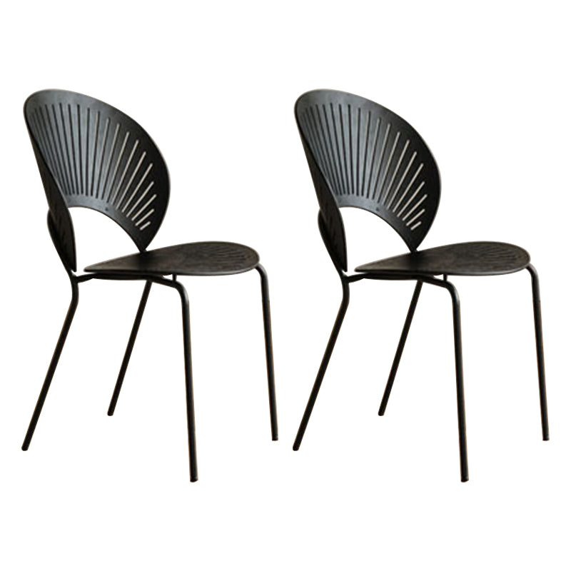 Scandinavian Style Open Back Dining Side Chair with Metal Legs Armless Side Chairs for Home Black 2 Piece Set Black Clearhalo ' kitchen&dining_furn' 'Dining Chairs' 'Dining Tables & Seating' 'dining_chair' 'furn' 'furn_dining_chair' 'Furniture' 'furniture_dining_chair' 'Kitchen & Dining Furniture' 'kitchen' 3702558