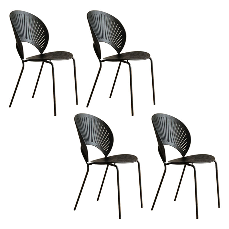 Scandinavian Style Open Back Dining Side Chair with Metal Legs Armless Side Chairs for Home Black 4 Piece Set Black Clearhalo ' kitchen&dining_furn' 'Dining Chairs' 'Dining Tables & Seating' 'dining_chair' 'furn' 'furn_dining_chair' 'Furniture' 'furniture_dining_chair' 'Kitchen & Dining Furniture' 'kitchen' 3702559