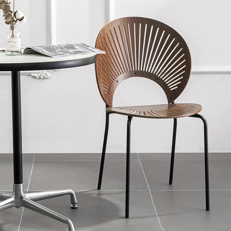 Scandinavian Style Open Back Dining Side Chair with Metal Legs Armless Side Chairs for Home Walnut 1 Piece Black Clearhalo ' kitchen&dining_furn' 'Dining Chairs' 'Dining Tables & Seating' 'dining_chair' 'furn' 'furn_dining_chair' 'Furniture' 'furniture_dining_chair' 'Kitchen & Dining Furniture' 'kitchen' 3702560