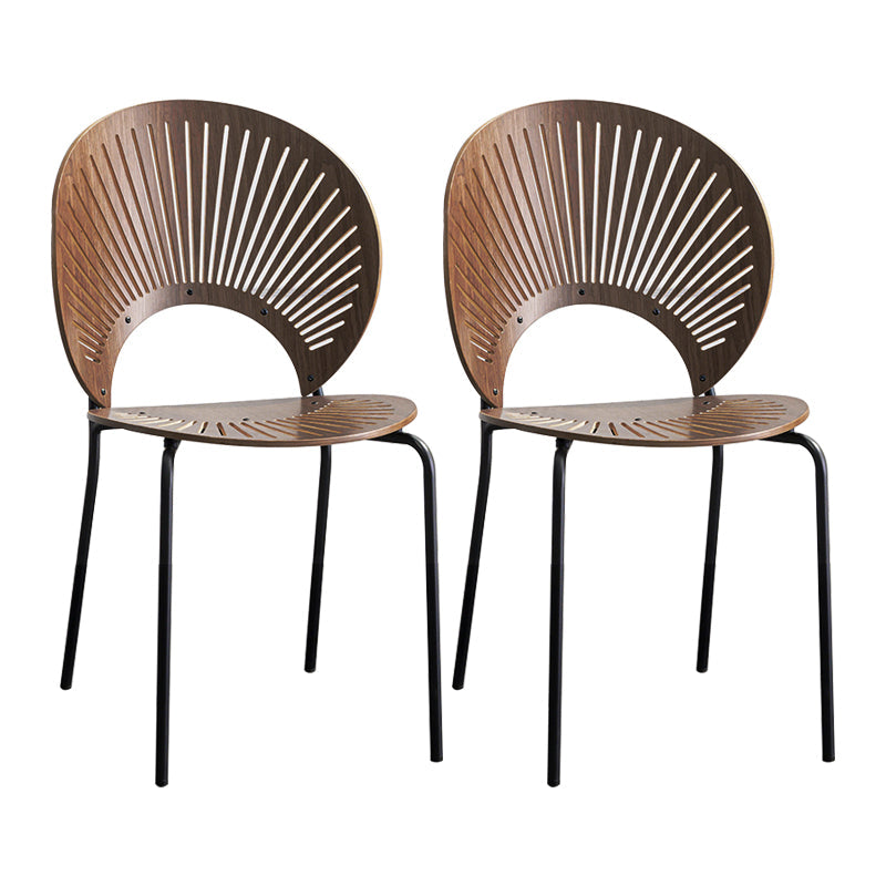 Scandinavian Style Open Back Dining Side Chair with Metal Legs Armless Side Chairs for Home Walnut 2 Piece Set Black Clearhalo ' kitchen&dining_furn' 'Dining Chairs' 'Dining Tables & Seating' 'dining_chair' 'furn' 'furn_dining_chair' 'Furniture' 'furniture_dining_chair' 'Kitchen & Dining Furniture' 'kitchen' 3702561
