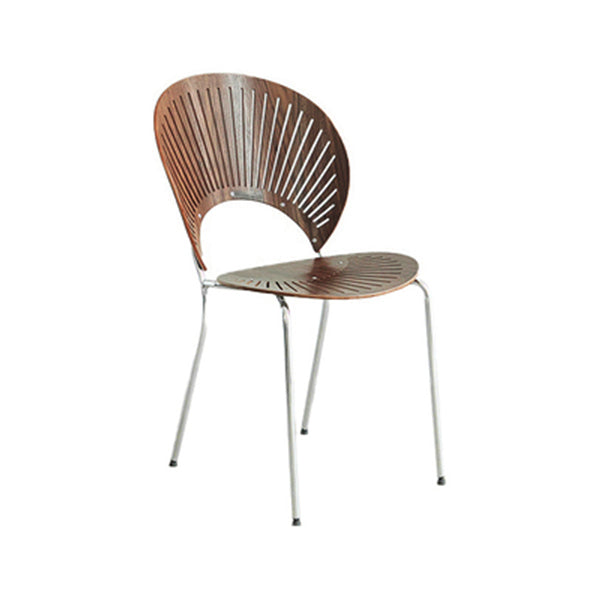 Scandinavian Style Open Back Dining Side Chair with Metal Legs Armless Side Chairs for Home Walnut 1 Piece Silver Clearhalo ' kitchen&dining_furn' 'Dining Chairs' 'Dining Tables & Seating' 'dining_chair' 'furn' 'furn_dining_chair' 'Furniture' 'furniture_dining_chair' 'Kitchen & Dining Furniture' 'kitchen' 3702563