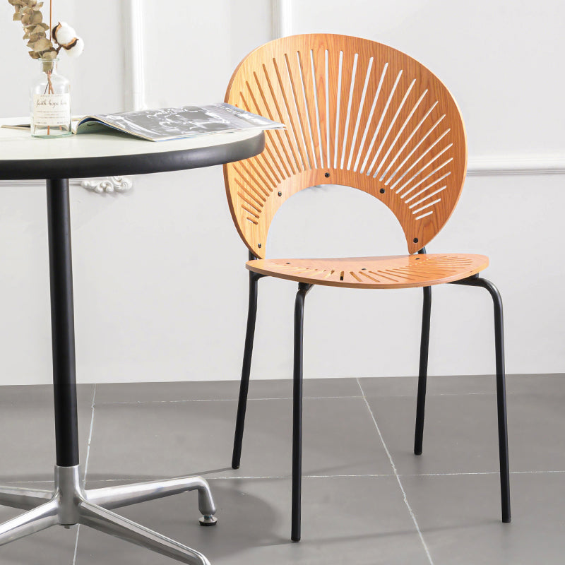 Scandinavian Style Open Back Dining Side Chair with Metal Legs Armless Side Chairs for Home Wood 1 Piece Black Clearhalo ' kitchen&dining_furn' 'Dining Chairs' 'Dining Tables & Seating' 'dining_chair' 'furn' 'furn_dining_chair' 'Furniture' 'furniture_dining_chair' 'Kitchen & Dining Furniture' 'kitchen' 3702569