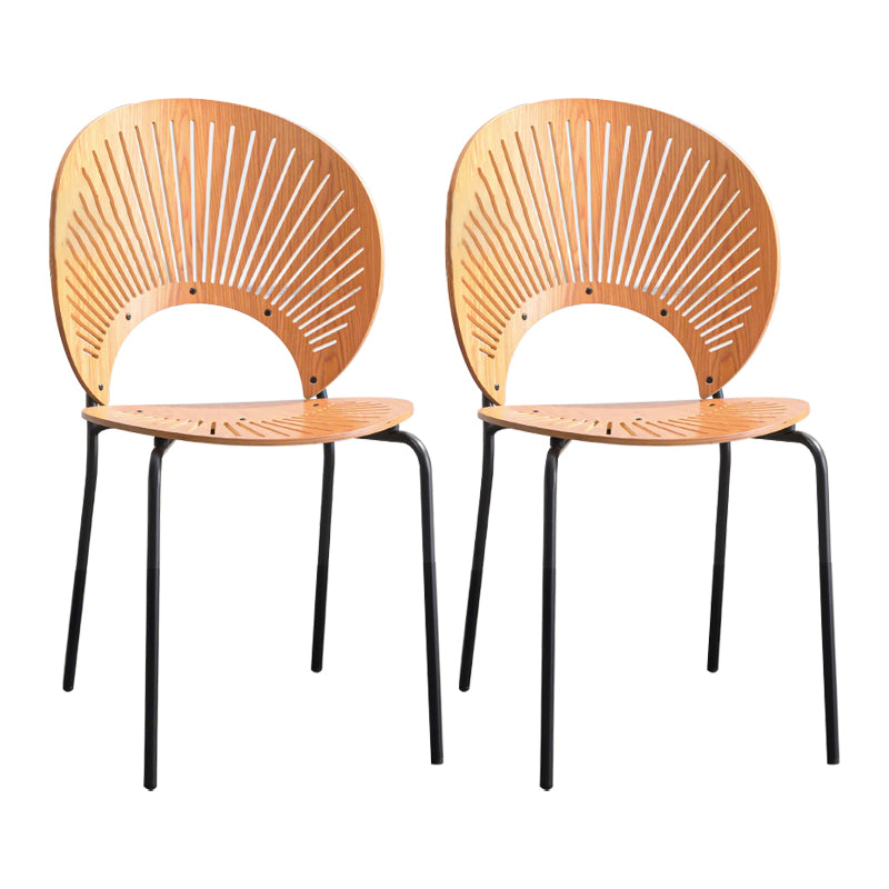 Scandinavian Style Open Back Dining Side Chair with Metal Legs Armless Side Chairs for Home Wood 2 Piece Set Black Clearhalo ' kitchen&dining_furn' 'Dining Chairs' 'Dining Tables & Seating' 'dining_chair' 'furn' 'furn_dining_chair' 'Furniture' 'furniture_dining_chair' 'Kitchen & Dining Furniture' 'kitchen' 3702570