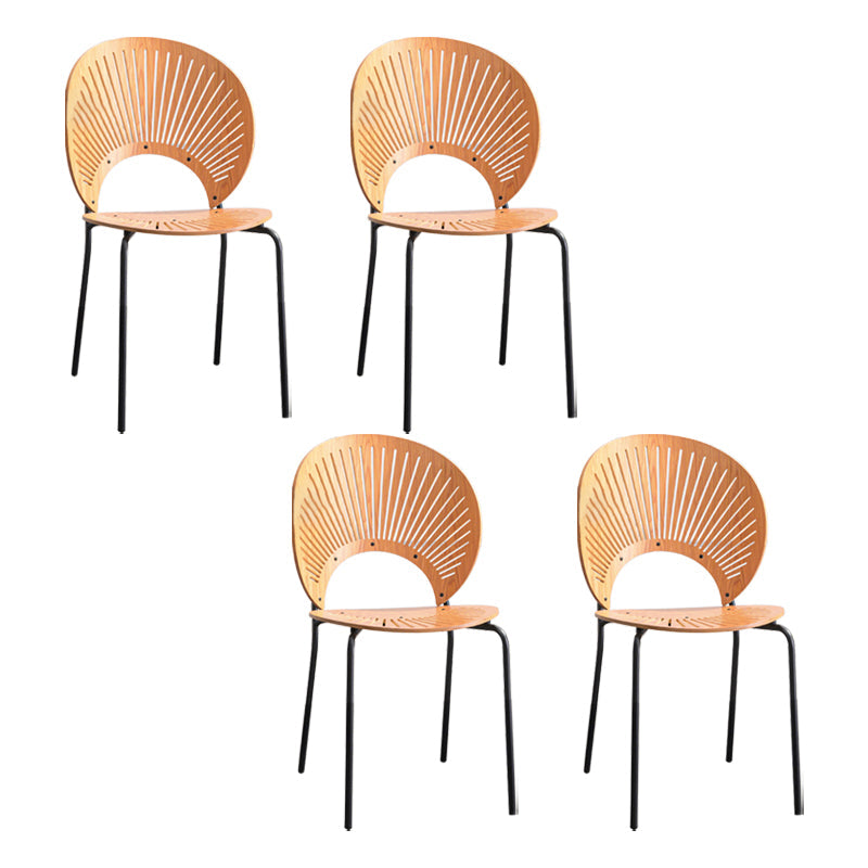 Scandinavian Style Open Back Dining Side Chair with Metal Legs Armless Side Chairs for Home Wood 4 Piece Set Black Clearhalo ' kitchen&dining_furn' 'Dining Chairs' 'Dining Tables & Seating' 'dining_chair' 'furn' 'furn_dining_chair' 'Furniture' 'furniture_dining_chair' 'Kitchen & Dining Furniture' 'kitchen' 3702571