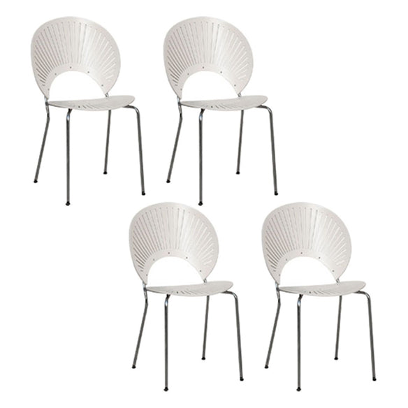Scandinavian Style Open Back Dining Side Chair with Metal Legs Armless Side Chairs for Home White 4 Piece Set Silver Clearhalo ' kitchen&dining_furn' 'Dining Chairs' 'Dining Tables & Seating' 'dining_chair' 'furn' 'furn_dining_chair' 'Furniture' 'furniture_dining_chair' 'Kitchen & Dining Furniture' 'kitchen' 3702574