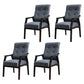 Traditional Kitchen Dining Chair Solid Back Dining Side Chair with Wooden Legs Black Velour 4 Piece Set Clearhalo ' kitchen&dining_furn' 'Dining Chairs' 'Dining Tables & Seating' 'dining_chair' 'furn' 'furn_dining_chair' 'Furniture' 'furniture_dining_chair' 'Kitchen & Dining Furniture' 'kitchen' 3702590