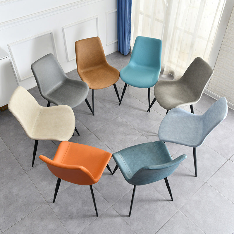 Contemporary Style Faux Leather Dining Chairs with 4 Black Finish Legs Armless Chairs Clearhalo ' kitchen&dining_furn' 'Dining Chairs' 'Dining Tables & Seating' 'dining_chair' 'furn' 'furn_dining_chair' 'Furniture' 'furniture_dining_chair' 'Kitchen & Dining Furniture' 'kitchen' 3702656