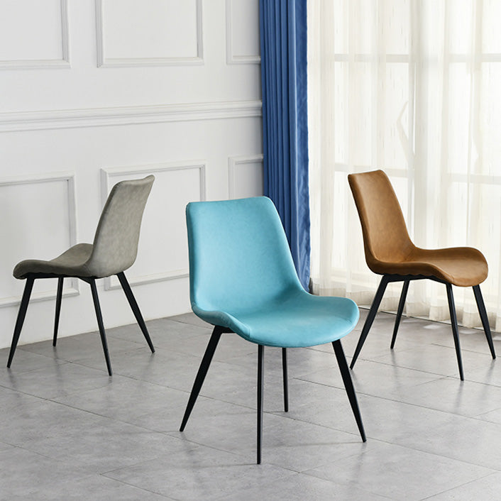 Contemporary Style Faux Leather Dining Chairs with 4 Black Finish Legs Armless Chairs Clearhalo ' kitchen&dining_furn' 'Dining Chairs' 'Dining Tables & Seating' 'dining_chair' 'furn' 'furn_dining_chair' 'Furniture' 'furniture_dining_chair' 'Kitchen & Dining Furniture' 'kitchen' 3702658