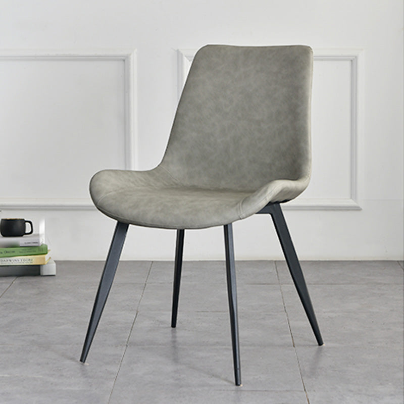 Contemporary Style Faux Leather Dining Chairs with 4 Black Finish Legs Armless Chairs Light Gray 1 Piece Clearhalo ' kitchen&dining_furn' 'Dining Chairs' 'Dining Tables & Seating' 'dining_chair' 'furn' 'furn_dining_chair' 'Furniture' 'furniture_dining_chair' 'Kitchen & Dining Furniture' 'kitchen' 3702660