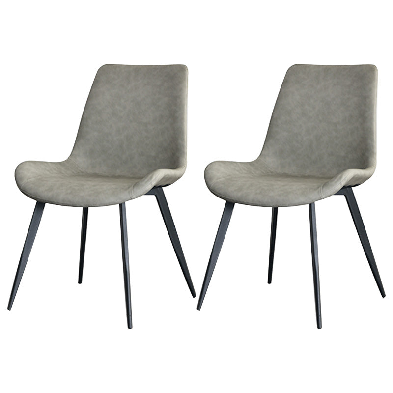 Contemporary Style Faux Leather Dining Chairs with 4 Black Finish Legs Armless Chairs Light Gray 2 Piece Set Clearhalo ' kitchen&dining_furn' 'Dining Chairs' 'Dining Tables & Seating' 'dining_chair' 'furn' 'furn_dining_chair' 'Furniture' 'furniture_dining_chair' 'Kitchen & Dining Furniture' 'kitchen' 3702661