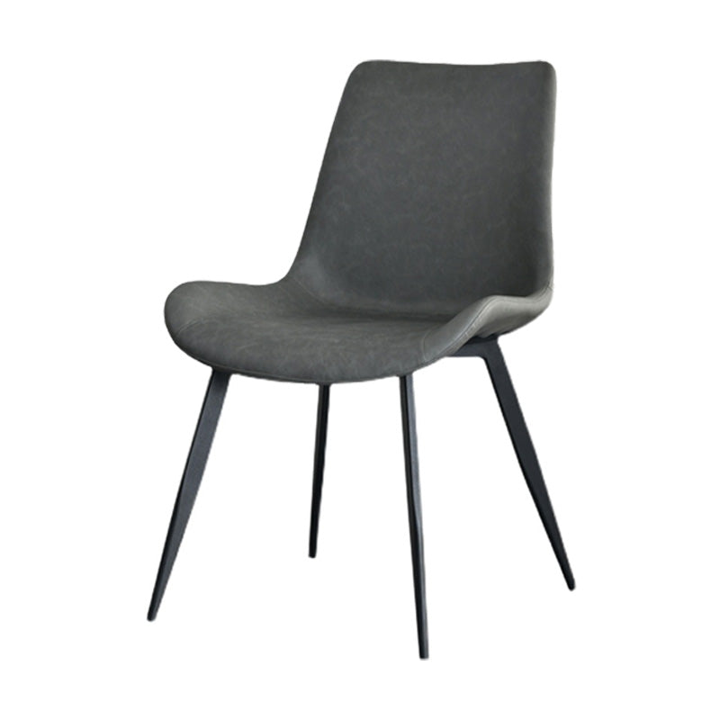 Contemporary Style Faux Leather Dining Chairs with 4 Black Finish Legs Armless Chairs Clearhalo ' kitchen&dining_furn' 'Dining Chairs' 'Dining Tables & Seating' 'dining_chair' 'furn' 'furn_dining_chair' 'Furniture' 'furniture_dining_chair' 'Kitchen & Dining Furniture' 'kitchen' 3702662