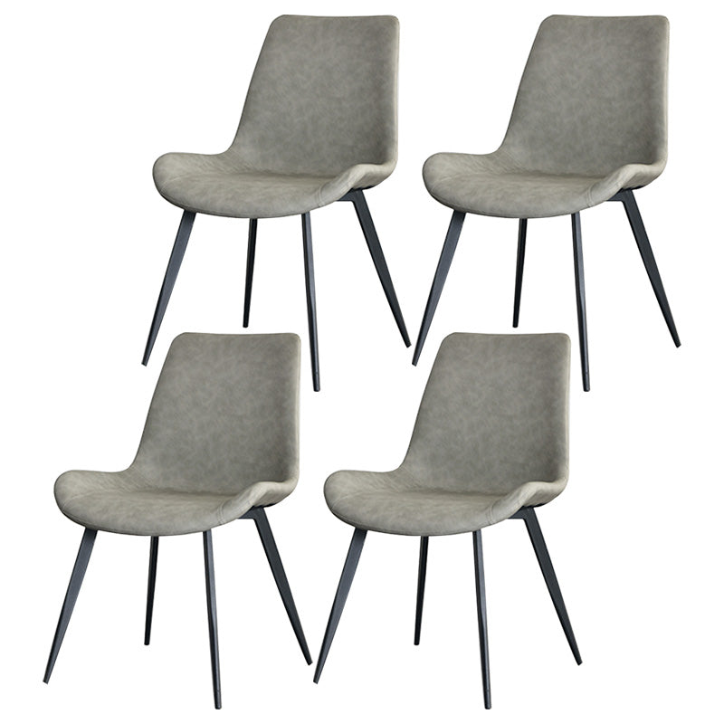 Contemporary Style Faux Leather Dining Chairs with 4 Black Finish Legs Armless Chairs Light Gray 4 Piece Set Clearhalo ' kitchen&dining_furn' 'Dining Chairs' 'Dining Tables & Seating' 'dining_chair' 'furn' 'furn_dining_chair' 'Furniture' 'furniture_dining_chair' 'Kitchen & Dining Furniture' 'kitchen' 3702663